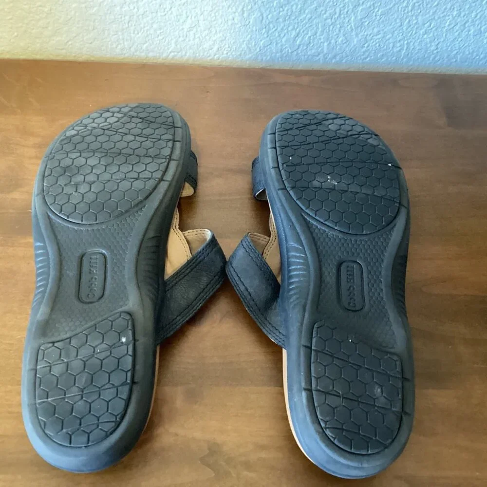 Cobb Hill Rubery Leather Sole Slide Black Hook & Loop Women’s Sandals Size 10 M